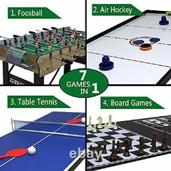 7-in-1 Foosball Table Foldable Multi Game Table with Air Hockey, 7 IN 1