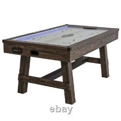 72 Austin Air Hockey Table LED Rails Modern Walnut Finish Electronic