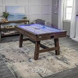 72 Austin Air Hockey Table LED Rails Modern Walnut Finish Electronic