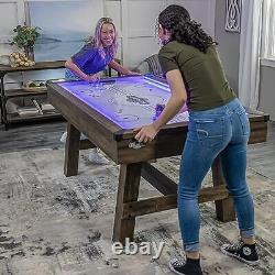 72 Austin Air Hockey Table LED Rails Modern Walnut Finish Electronic