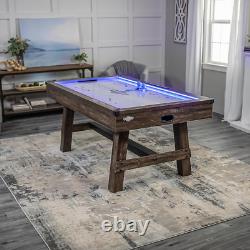 72 Austin Air Hockey Table LED Rails Modern Walnut Finish Electronic Scor