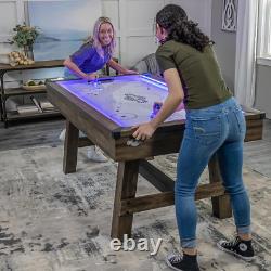 72 Austin Air Hockey Table LED Rails Modern Walnut Finish Electronic Scor
