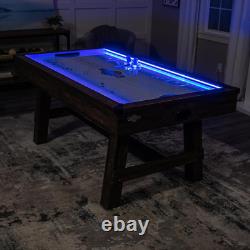 72 Austin Air Hockey Table LED Rails Modern Walnut Finish Electronic Scor