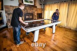 8' Hockey Table with LED Scoring Touchscreen Controls and 2 Ergonomic Strikers