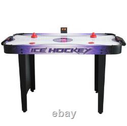 AIR HOCKEY GAME TABLE 4 Ft Purple Black Strikers Pucks Manual Analog Scoring