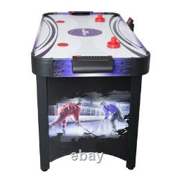 AIR HOCKEY GAME TABLE 4 Ft Purple Black Strikers Pucks Manual Analog Scoring