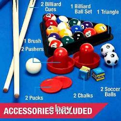 AIR HOCKEY POOL BILLIARD FOOSBALL GAME TABLE 48 3-in-1 Accessories Included