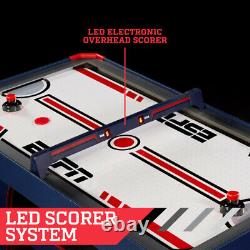 AIR HOCKEY TABLE 60-Inch Air Powered LED Scorer Accessories Included Blue Red