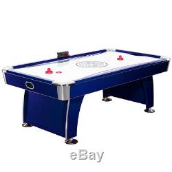 AIR HOCKEY TABLE 7.5-Ft Blue Silver with Strikers Pucks Electronic LED Scoring