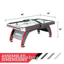 AIR HOCKEY TABLE 84-Inch Air Powered LED Scorer Accessories Included Gray Red