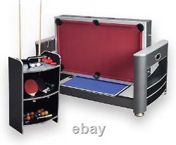 Air Hockey Billiards Tennis Game Table Wood Construction Accessory Rack Quiet