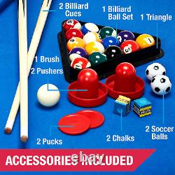 Air Hockey Foosball Billiard Pool Game Table 48? 3-in-1 Accessories Included