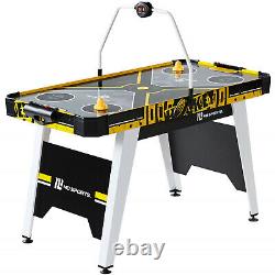 Air Hockey Game Table 54 Inch Overhead Electronic Scorer Black Yellow Solid Mdf