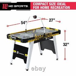 Air Hockey Game Table, 54 inch, Overhead Electronic Scorer, Black/Yellow