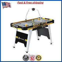 Air Hockey Game Table, Overhead Electronic Scorer, Black/Yellow