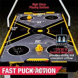 Air Hockey Game Table, Overhead Electronic Scorer, Black/Yellow, 54 x 27 x 32