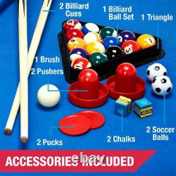 Air Hockey Pool Billiard Foosball Game Table 48 3-in-1 Accessories Included New