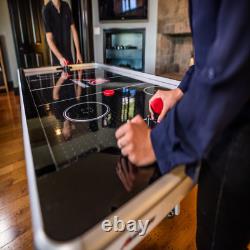Air Hockey Table 8' LED display electronic scoring touchscreen controls 2 pucks