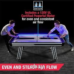 Air Hockey Table 84 in Electronic Scorer LED Lights for Adult Kids Black White