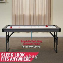 Air Hockey Table Set Foldable Heavy Duty Sturdy Recreation Game Room Steel Leg