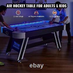 Air-Powered Hockey Table, 72 Indoor Hockey Table for Kids and Adults, LED Sport