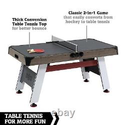 Air Powered Hockey with Table Tennis Top 2 in 1 Combo Game Table w Sound Effects