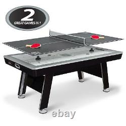 Air Powered Hockey with Table Tennis Top 80 NHL Included Pucks Paddles Pushers US