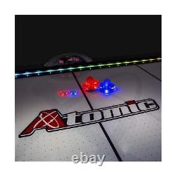 Atomic 90 or 7.5' LED Light Arcade Air Powered Hockey Tables Pucks and Pushers