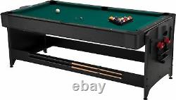 Billiard Play Set 7ft Table Air Hockey Ping Pong Pool Game Cue Ball Drop Pockets