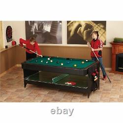 Billiard Play Set 7ft Table Air Hockey Ping Pong Pool Game Cue Ball Drop Pockets