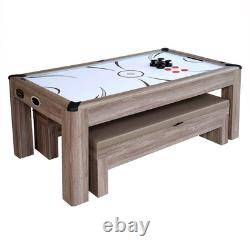 Bluewave Driftwood 7-Ft Air Hockey Table Combo Set WithBenches