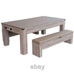 Bluewave Driftwood 7-Ft Air Hockey Table Combo Set WithBenches