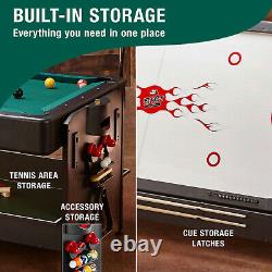 Combo Game Table Billiards + Air Hockey + Table Tennis Accessories Included