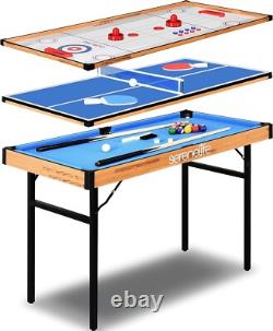 Complete 4 in 1 Sports Arcade Table Pool, Air Hockey, Table Tennis & More