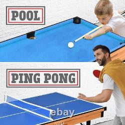 Complete 4 in 1 Sports Arcade Table Pool, Air Hockey, Table Tennis & More