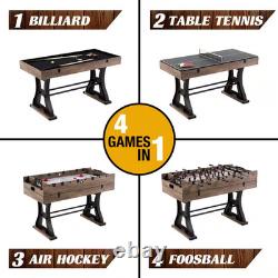 Coventry 54 In. 4-In-1 Combination Game Table with Air Hockey, Foosball, Billiar
