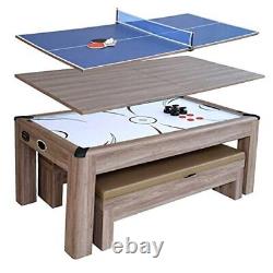 Driftwood 7-ft Air Hockey Table Tennis Combination with Dining Top, Two