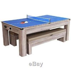 Driftwood NG1137H 7-ft Air Hockey Table Tennis Ping Pong Combo Set with Benches
