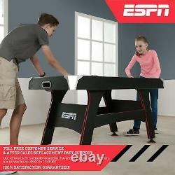 ESPN 5' Air Powered Hockey Table With LED Electronic Scorer, Black/Red
