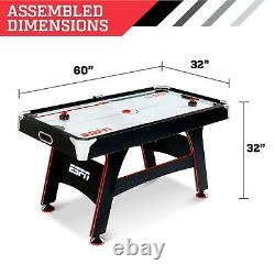 ESPN 5' Air Powered Hockey Table With LED Electronic Scorer, Black/Red