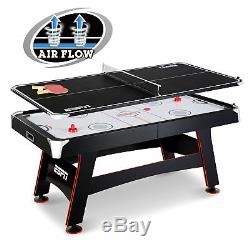 ESPN 72 Inch Air Powered Hockey Table with Table Tennis Top & In-Rail Scorer