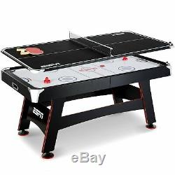 ESPN 72 Inch Air Powered Hockey Table with Table Tennis Top & In-Rail Scorer, Ne