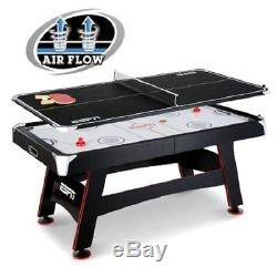 ESPN 72 Inch Air Powered Hockey Table with Table Tennis Top In-Rail Scorer New