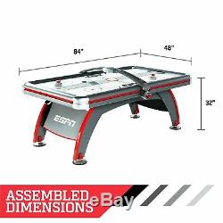 ESPN Air Hockey Game Table 84 inch Indoor Arcade Gaming Set with Electronic