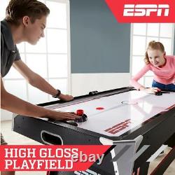 ESPN Air Hockey Table LED Electronic Scorer 2 Pushers Pucks Indoor 5 Ft BlackRed
