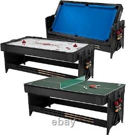 Fat Cat Original 3-in-1 Green 7' Pockey Multi-Game Table Air Hockey, Billiards