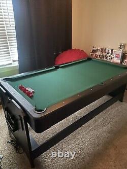 Fat Cat Original 3-in-1 Green 7' Pockey Multi-Game Table Air Hockey, Billiards