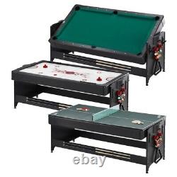 Fat Cat Original 3-in-1 Green 7' Pockey Multi-Game Table Air Hockey, Billiards