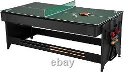 Fat Cat Original 3-in-1 Green 7' Pockey Multi-Game Table Air Hockey, Billiards