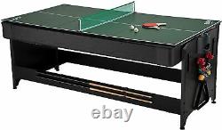 Fat Cat original Pockey 7ft Black 3-in-1 Air Hockey, Billiards, and Table Tennis